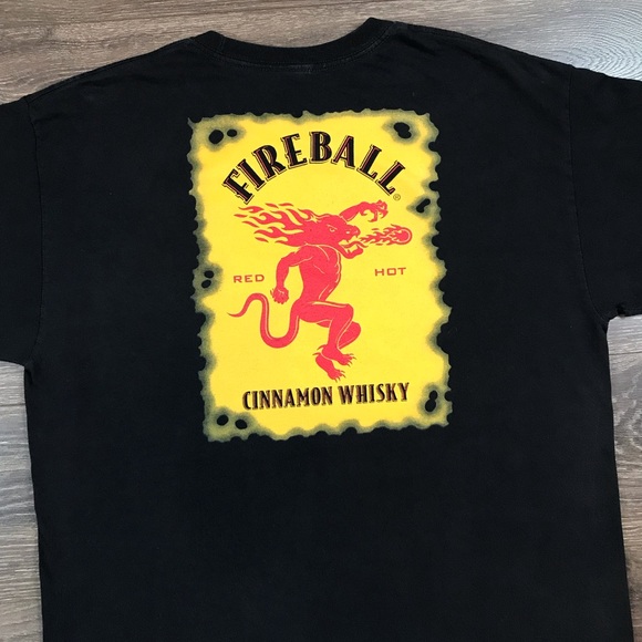 Fireball Cinnamon Whisky Red & Hot Taste Like Heaven, Burns Like Hell Party Tee - Picture 2 of 7